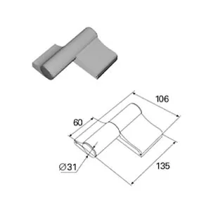 Петля двухсекционная алюминиевая RAL9003 белая, DHF202 Петля двухсекционная алюминиевая RAL9003 белая, DHF202