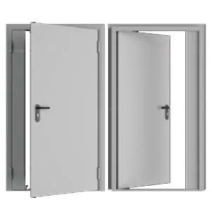 Дверь DoorHan/1250/2050/Техническая/двухств./глухая/глад./глад./RAL7035/прав./угл. рама, DTG/1250/2050/7035/R/N
