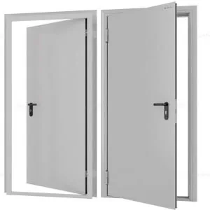 Дверь DoorHan/880/2050/Техническая/одност./глухая/глад./глад./RAL7035/лев./угл. рама, DTG/880/2050/7035/L/N